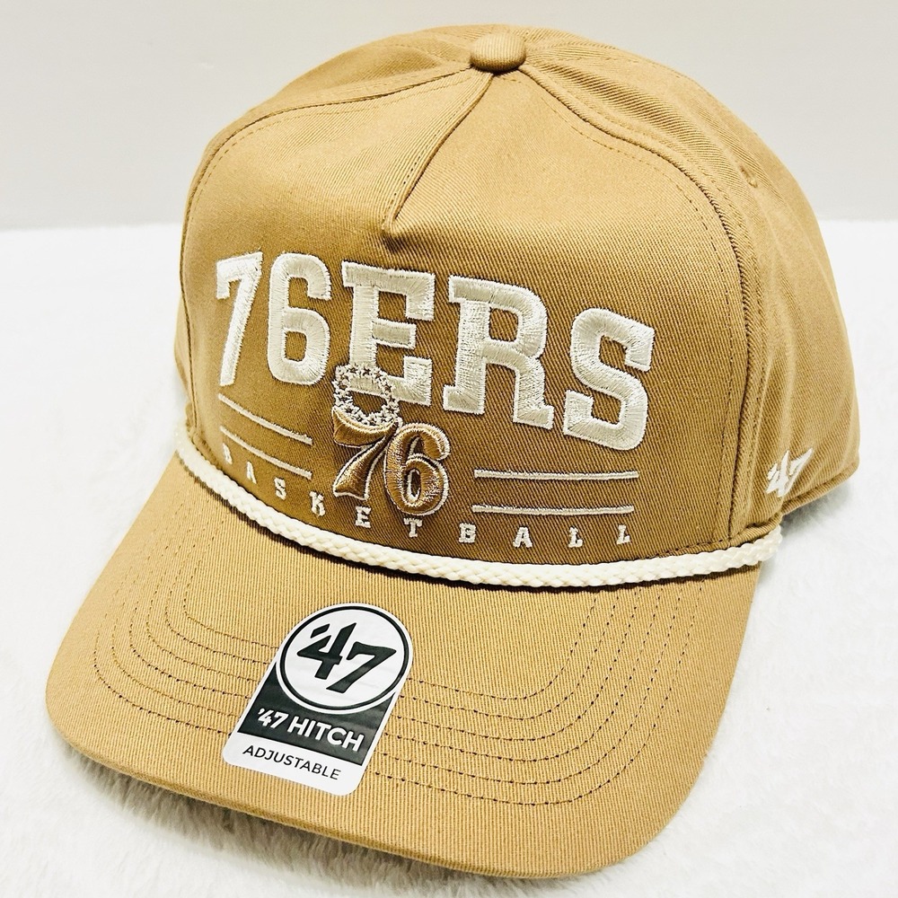 '47 Brand Philadelphia 76ers Roscoe A-Frame Hitch‎ Hat Cap Adjustable Brown NBA
